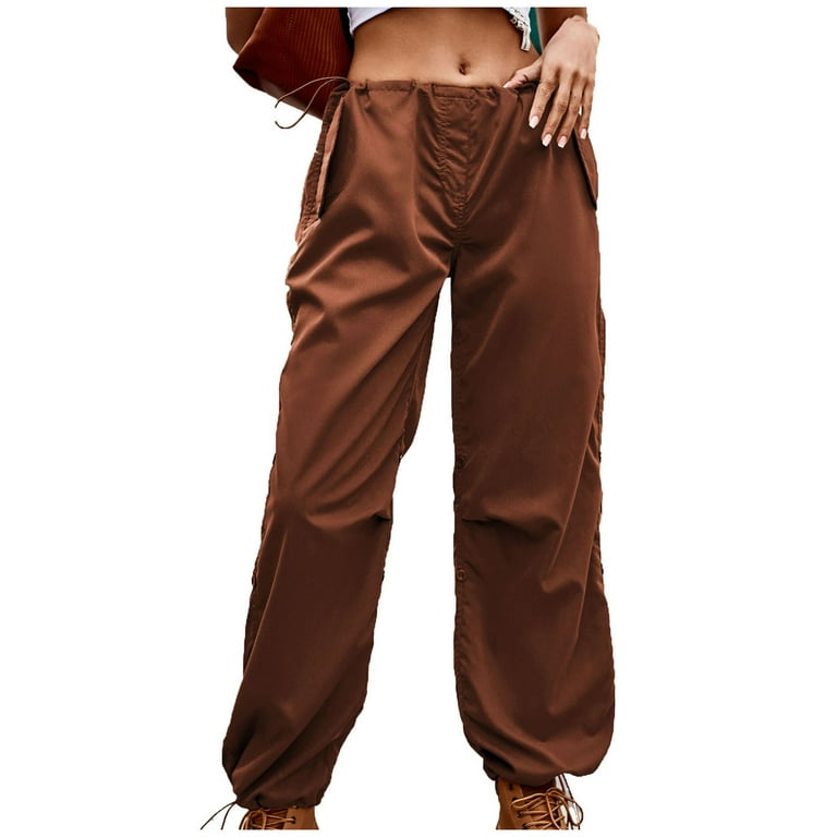 RYRJJ Baggy Parachute Pants for Women Drawstring Elastic Low