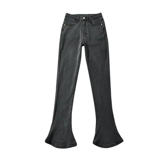 RYRJJ Bell Bottom Jeans for Women High Waisted Flare Jeans Pull On Slim Straight Leg Classic Bootcut Stretchy Denim Pants(Gray,XS)