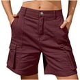 thumbnail image 1 of RYRJJ Bermuda Shorts for Women Cargo Shorts Knee Length 6 Pockets Elastic High Waisted Long Shorts for Summer Casual(Wine,XL), 1 of 7
