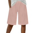 thumbnail image 1 of RYRJJ Bermuda Shorts for Women Knee Length Elastic Waist Drawstring Loose Wide Leg Shorts Summer Casual Beach Short Pants with Pockets(Pink,XXL), 1 of 9