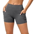 thumbnail image 1 of RYRJJ Biker Shorts Women with Pockets High Waisted Workout Short Leggings Tummy Control Gym Running Yoga Shorts(Dark Gray,S), 1 of 8