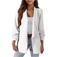 thumbnail image 1 of RYRJJ Blazers for Women Business Casual Blazer Spring Fall Fashion Long Sleeve Open Front Work Office Suit Jackets with Pockets(White,L), 1 of 8