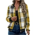 thumbnail image 1 of RYRJJ Bomber Jackets for Women Casual Stand Collar Zip Up Plaid Jacket Coat Lightweight Trendy Fall Fashion Outwear with Pocket(Yellow,S), 1 of 7