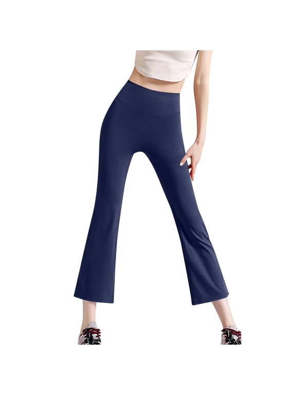 Bootcut Capri Leggings for Women High Waisted Wide Lge Flared Yoga Capris Pants Tummy Control Athletic Workout Leggings