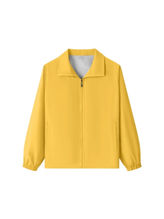 Boys Girls Lightweight Windbreaker Jacket Full Zip Collared Active Outdoor School Uniform Coat Outerwear for Kids