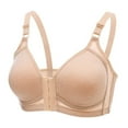 thumbnail image 1 of RYRJJ Bras for Women Front Closure Push Up Cotton Everyday Bra Easy On Front Close Soft Comfy Wirefree Unpadded Full Coverage Bralette Sleep Bras(Beige,XL), 1 of 3