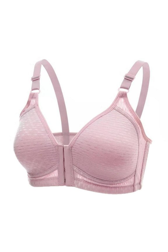 Bras for Women Front Closure Push Up Cotton Everyday Bra Easy On Front Close Soft Comfy Wirefree Unpadded Full Coverage Bralette Sleep Bras(Purple,M)