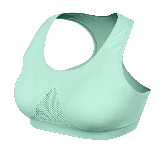 RYRJJ Bras for Women Breathable Liftup Bra Wirefree Comfortable Mesh Racerback Sports Bras Plus Size Seamless Padded Bralettes(Green,S)