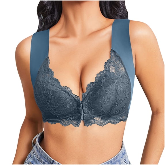 RYRJJ Bras for Women Front Closure Lace Everyday Bralettes Plus Size Full Coverage Push Up Convenient Front Close Hook Bras