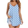 thumbnail image 1 of RYRJJ Cami V Neck Tank Tops for Women Loose Fit Flowy Double Spaghetti Strap Camisole Polka Dot Summer Casual Sleeveless Shirts(Light Blue,L), 1 of 5