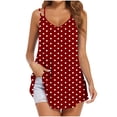 thumbnail image 1 of RYRJJ Cami V Neck Tank Tops for Women Loose Fit Flowy Double Spaghetti Strap Camisole Polka Dot Summer Casual Sleeveless Shirts(Wine,XL), 1 of 5