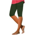 thumbnail image 1 of RYRJJ Capri Leggings for Women Summer Stretchy Capris Knee Length Casual Workout Yoga Capri Pants Beach Cropped Pants for Womens(Army Green,L), 1 of 5