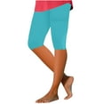 thumbnail image 1 of RYRJJ Capri Leggings for Women Summer Stretchy Capris Knee Length Casual Workout Yoga Capri Pants Beach Cropped Pants for Womens(Sky Blue,XL), 1 of 5