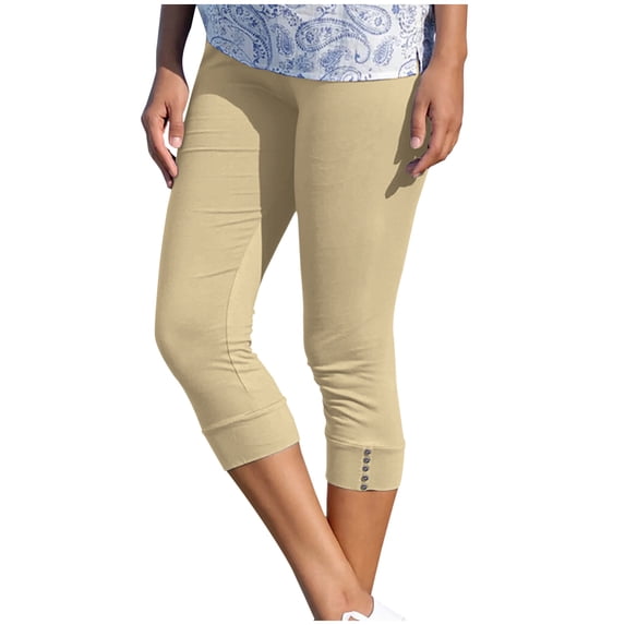 RYRJJ Capri Leggings for Women Dressy Capris Pants Summer Casual Knee Length Workout Yoga Leggings Slim Fit Cropped Pants