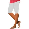 thumbnail image 1 of RYRJJ Capri Leggings for Women Tummy Control Knee Length Capri Leggings Summer Cropped Pants Casual Solid Color Capris(White,M), 1 of 5
