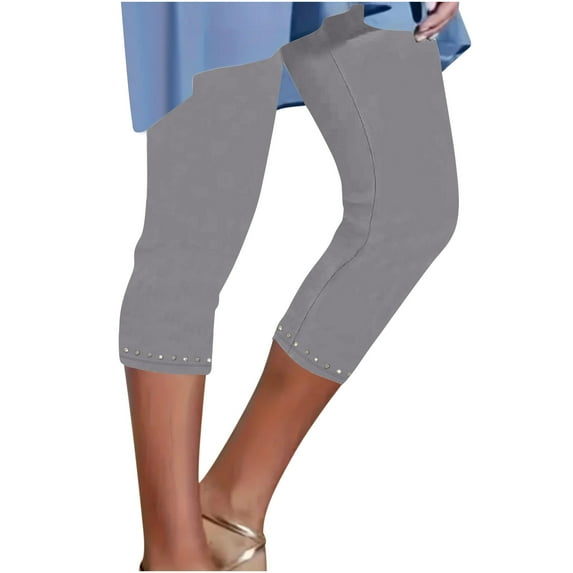 RYRJJ Capris Jeggings for Women Casual Summer Fashion Lightweight Stretch Yoga Pants Drawstring Capri Pant Plus Size Crop Vacation Pants