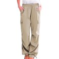 thumbnail image 1 of RYRJJ Cargo Pants for Women High Waist Baggy Casual Solid Parachute Trousers Loose Fit Y2K Streetwear Pants with Multi Pockets(Khaki;3XL), 1 of 4