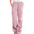 thumbnail image 1 of RYRJJ Cargo Pants for Women High Waist Baggy Casual Solid Parachute Trousers Loose Fit Y2K Streetwear Pants with Multi Pockets(Pink;L), 1 of 4