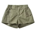 thumbnail image 1 of RYRJJ Cargo Shorts for Women with Pockets Elastic High Waist Lightweight Outdoor Shorts for Summer Casual Loose(Army Green,L), 1 of 7