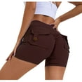 thumbnail image 1 of RYRJJ Cargo Shorts for Women with Pockets Scrunch Booty Short Leggings High Waisted Stretch Workout Athletic Yoga Shorts(Coffee,M), 1 of 4