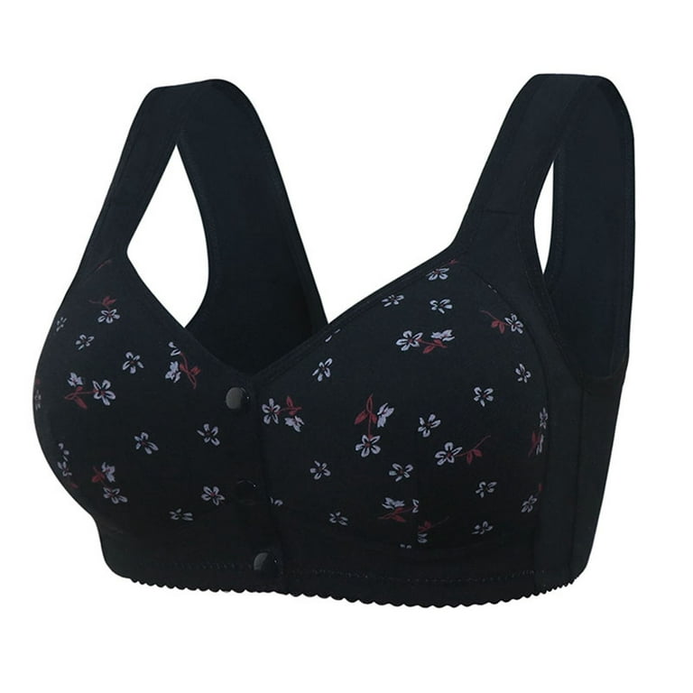 RYRJJ Clearance Daisy Bra Front Snaps Seniors Bra for Women Plus Size  Full-Coverage Wirefree Bralettes Comfortable Easy Close Sports  Bras(Black,36) 