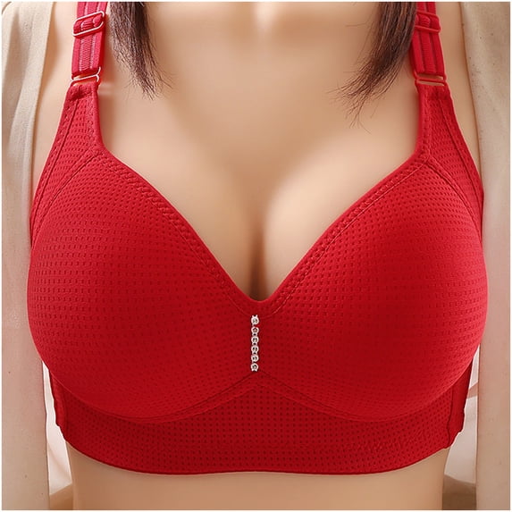 RYRJJ Plus Size Full Figure Minimizer Bras Wire Free Non-Padded Unlined Longline Everyday Bra Support for Large Busted Women(Red,3XL)