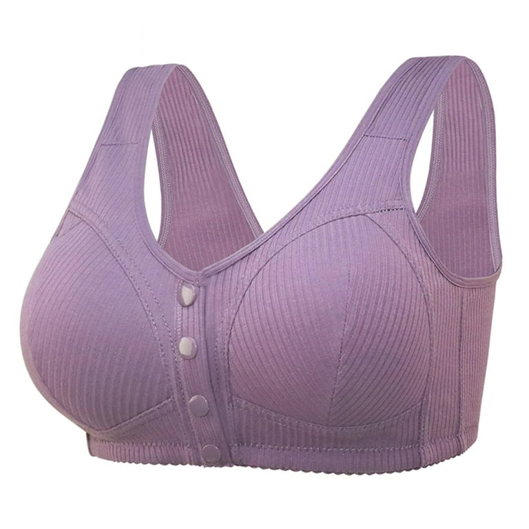 RYRJJ Clearance Plus Size Sports Bras for Women Cotton Comfort Front  Closure Bra No Underwire Push up High Support Large Racerback Everyday  Bras(Purple,42) 