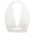 thumbnail image 1 of RYRJJ Women Floral Lace Halter Bra Bralette Top Hook and Eye Closure Back Unpadded Wirefree Comfort Yoga Bustier Bras(White,S), 1 of 6