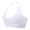 thumbnail image 1 of RYRJJ Women Halter Bra Top Yoga Bralette Crop Tanks Workout Sports Bras V Neck with Adjustable Spaghetti Strap Seamless Padded T Shirt Bra(White,L), 1 of 4