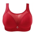 thumbnail image 1 of RYRJJ Women Mesh Lace Gather Push Up Bra Wireless Unpadded Comfort Full-Coverage Bra(Red,M), 1 of 3
