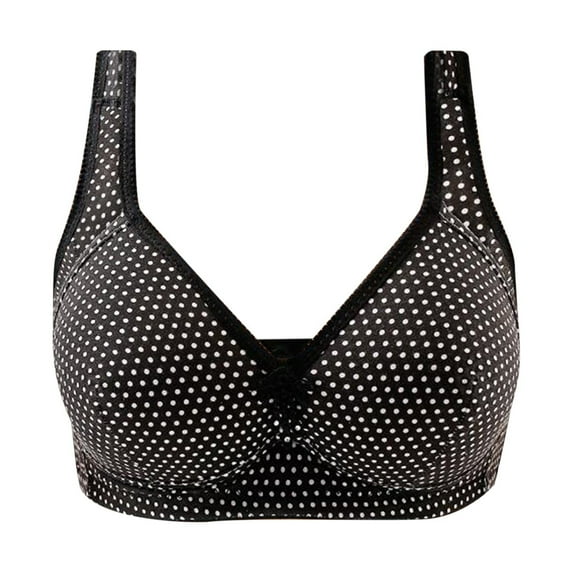 RYRJJ Clearance Women's Minimizer Bras Polka Dot Comfort Cushion Strap Wirefree Full-Coverage Large Bust Non-Padded Bra(Black,M)