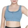 thumbnail image 1 of RYRJJ Women's Zip Front Closure Sports Bra Plus Size Seamless Wirefree Zipper Padded Racerback Workout Gym Yoga Bras(Blue,3XL), 1 of 9