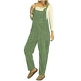 thumbnail image 1 of RYRJJ Corduroy Overalls for Women Barrel Wide Leg Bib Corduroy Pants Women Sleeveless Adjustable Strap Romper Jumpsuit with Pockets(Green,L), 1 of 4