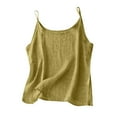 thumbnail image 1 of RYRJJ Cotton Linen Camisole Tank Tops for Women Summer Sleeveless Scoop Neck Tees Shirts Casual Comfy Spaghetti Strap Cami Blouses(Yellow Green,S), 1 of 6