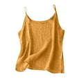 thumbnail image 1 of RYRJJ Cotton Linen Camisole Tank Tops for Women Summer Sleeveless Scoop Neck Tees Shirts Casual Comfy Spaghetti Strap Cami Blouses(Yellow,XL), 1 of 6