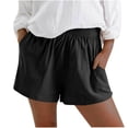 thumbnail image 1 of RYRJJ Cotton Linen Shorts for Women Trendy High Waisted Short Casual Summer Pull On Beach Wide Leg Shorts with Pockets(Black,S), 1 of 6