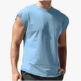 thumbnail image 1 of RYRJJ Cut Off Workout Tank Tops for Men Athletic Gym Running Cap Sleeve Muscle Tees Fitness Bodybuilding Sleeveless T Shirts Vests(Light Blue,L), 1 of 5