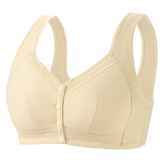 RYRJJ Daisy Bra Front Snaps Seniors Bra for Women Plus Size Full-Coverage Wirefree Bralettes Comfortable Easy Close Sports Bras