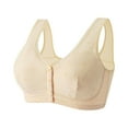 thumbnail image 1 of RYRJJ Daisy Bras Front Snaps Full Coverage Bras Women's Plus Size Lace Trim Wirefree Front Button Closure Everyday Bra Comfortable Easy Close Sports Bras(Beige,42), 1 of 3