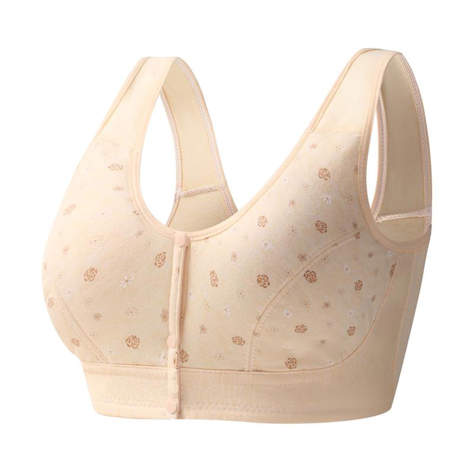 RYRJJ Daisy Bras Front Snaps Women's Wire-Free Front Button Closure Full  Coverage Everyday Bra Comfortable Easy Close Sports Bras(Beige,M) 