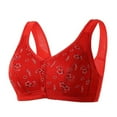 thumbnail image 1 of RYRJJ Daisy Bras Front Snaps Women's Wire-Free Front Button Closure Full Coverage Everyday Bra Comfortable Easy Close Sports Bras(Z2-Red,4XL), 1 of 2