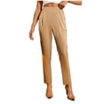 thumbnail image 1 of RYRJJ Dress Pants for Women Comfort Stretch Slim Fit Leg Skinny Trousers High Waist Pull on Pants with Pockets for Business Work(Khaki,M), 1 of 5