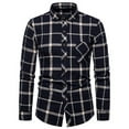 thumbnail image 1 of RYRJJ Flannel Shirts for Men Regular Fit Long Sleeve Button Down Shirt Plaid Casual Shirt Jacket with Pocket(Navy,S), 1 of 3