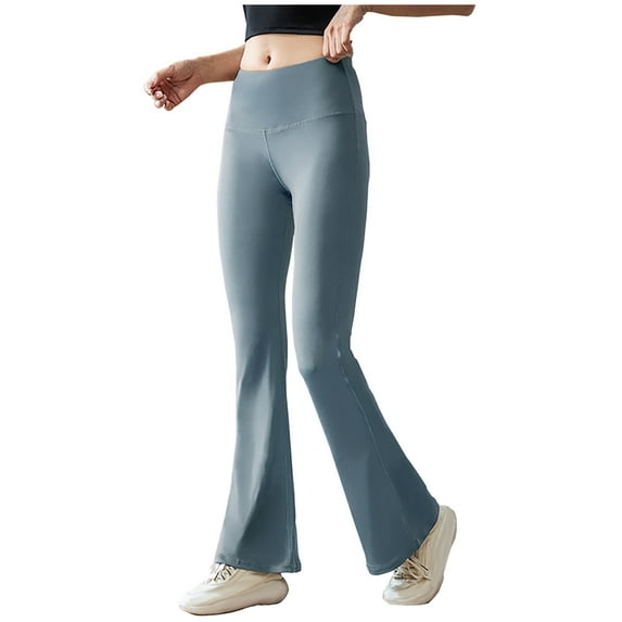 RYRJJ Flare Yoga Pants for Women Buttery Soft High Waist Bootcut Pants Bootleg Stretch Tummy Control Workout Leggings(Blue,S)