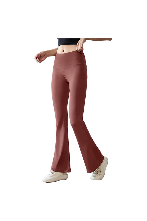 Flare Yoga Pants for Women Buttery Soft High Waist Bootcut Pants Bootleg Stretch Tummy Control Workout Leggings(Red,XXL)