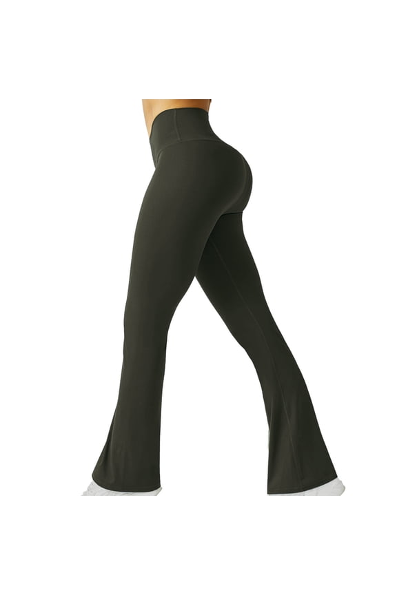 Flare Yoga Pants for Women Soft High Waisted Bootcut Pants Bootleg Stretch Butt Lifting Athletic Workout Leggings(Army Green,XXL)