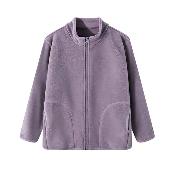 RYRJJ Fleece Jackets for Kids Toddler Baby Boys Girls Full Zip Fall Lightweight Long Sleeve Stand Collar Warm Outerwear with Pockets
