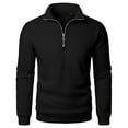 thumbnail image 1 of RYRJJ Fleece Sweatshirt for Men Stand Collar Quarter Zip Lightweight Pullover Top Long Sleeve Solid Color Cozy Shirts(Black,XL), 1 of 9