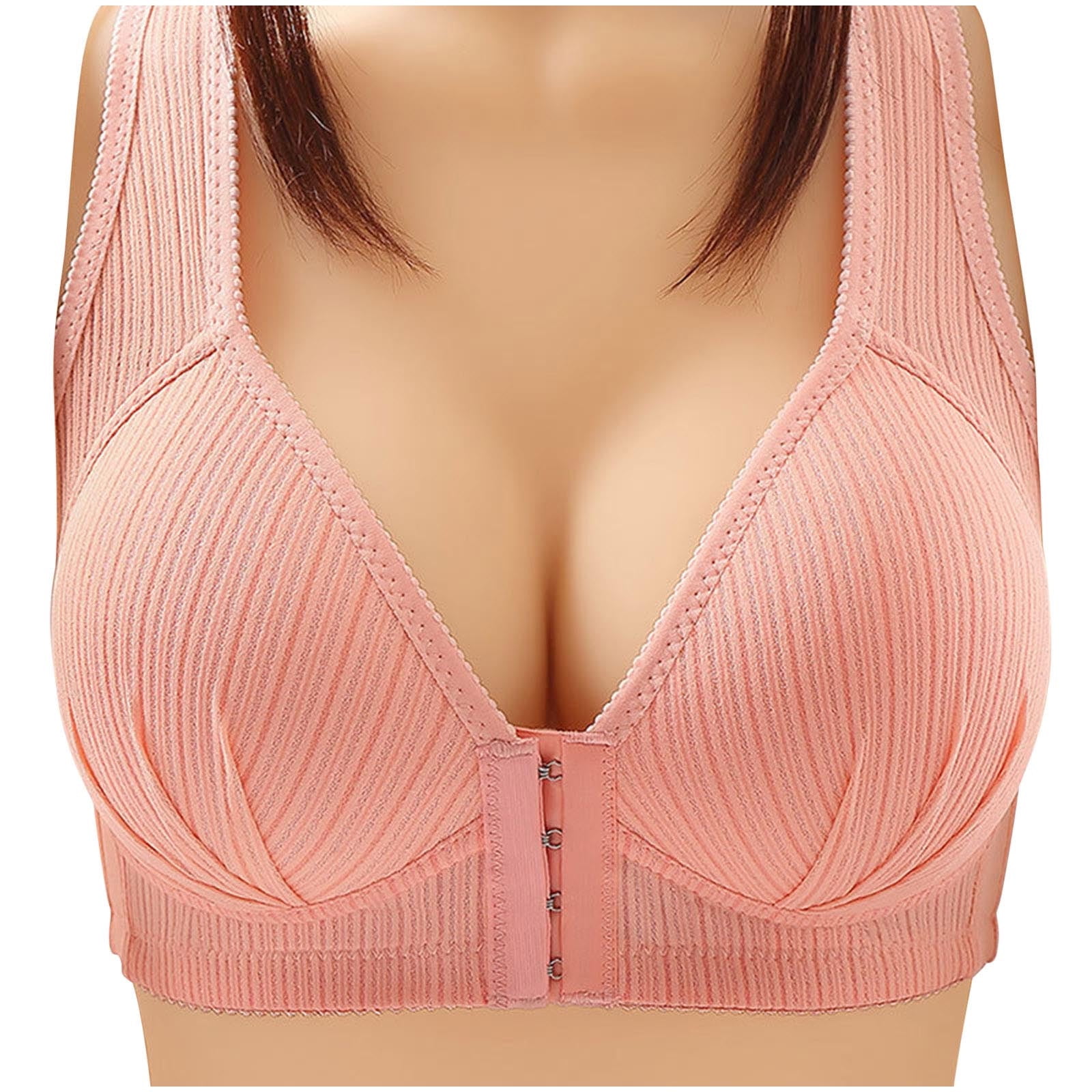 Women's Cotton Non-Padded Wire Free Plunge Bra front closure bras for large  breasts pack of