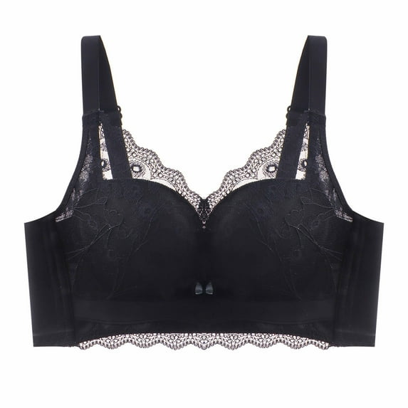 RYRJJ Full-Coverage Bras for Women No Underwire Soft Push Up Bralettes for Women with Support Adjustable Straps Everyday Bras(z-Black,L)